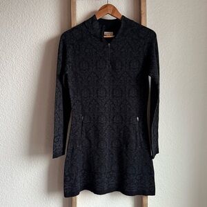 Akini 3/4 Zip Mock Neck Black & Grey Sweater Dress sz: Small